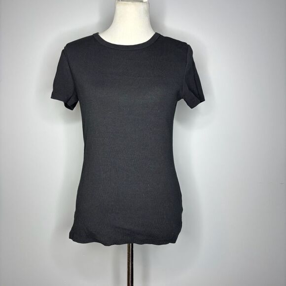 H&M- Black Ribbed T-Shirt - Picture 1 of 4